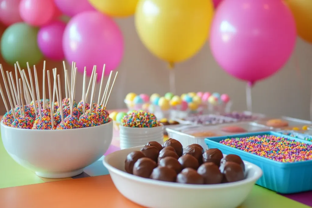DIY Cake Pop Station auf einem Geburtstagstisch