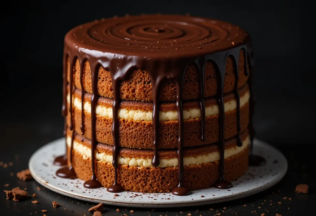 Naked Cake mit Schokoladen-Drip am Rand