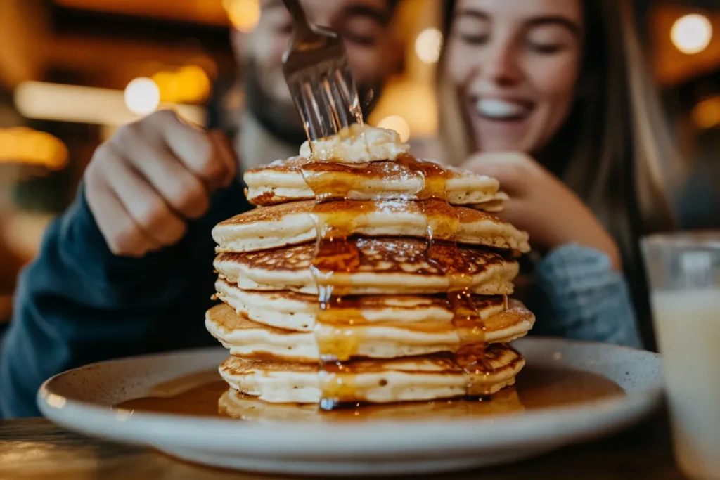 Pancakes, geteilt von zwei Personen