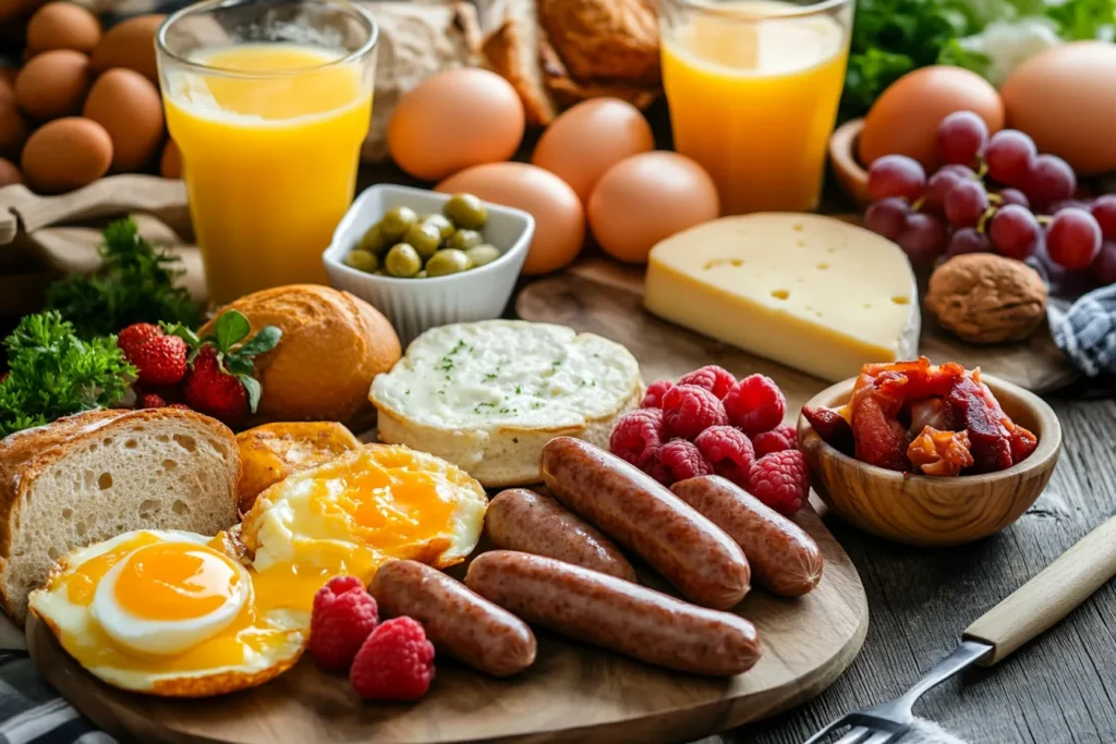 Buffet breakfast layout in a hotel