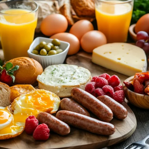 Buffet breakfast layout in a hotel