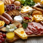 Buffet breakfast layout in a hotel