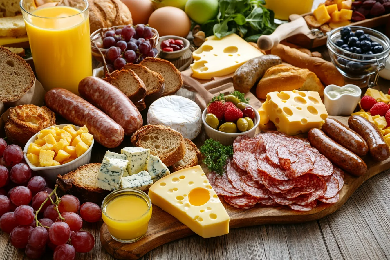 Buffet breakfast layout in a hotel