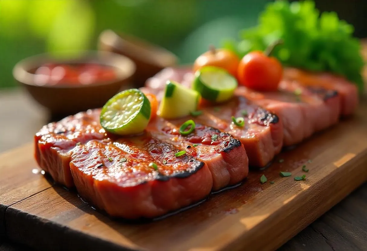 Gegrillte Rindfleischspieße mit Paprika