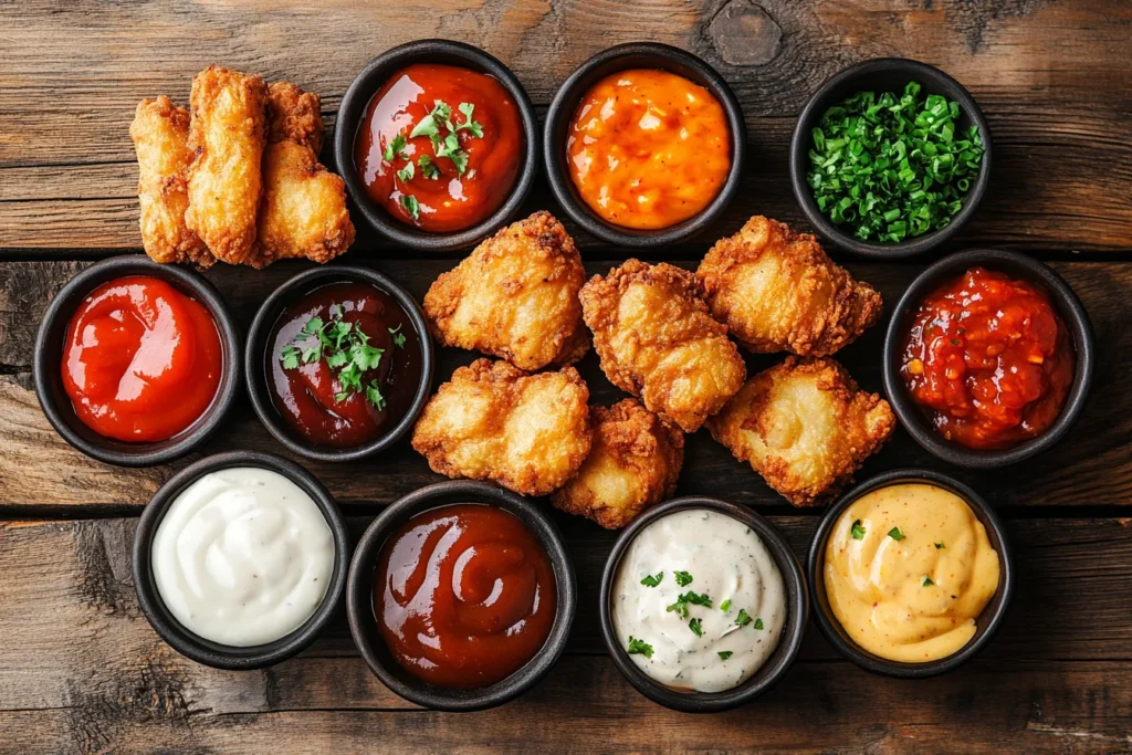 Various dipping sauces in bowls