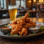 Knuspriges Fried Chicken auf Teller in Frankfurter Restaurant