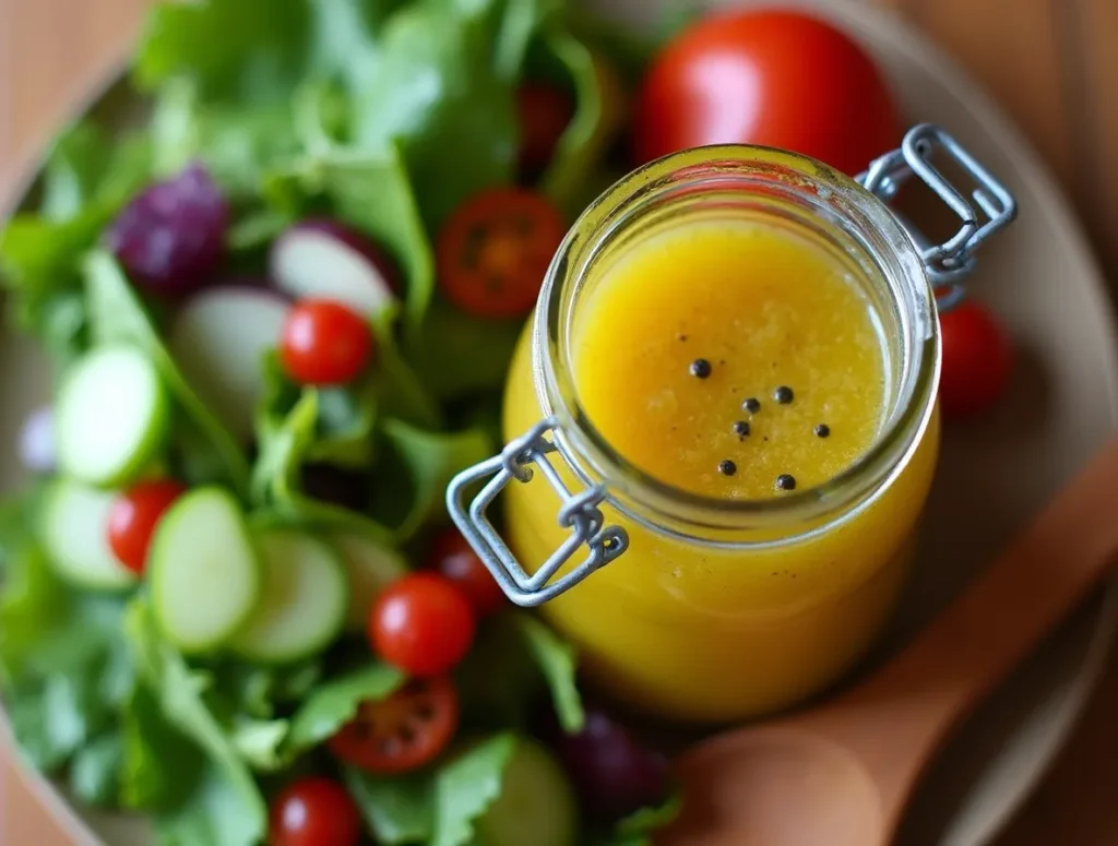 Apfelessig als Teil eines Salatdressings