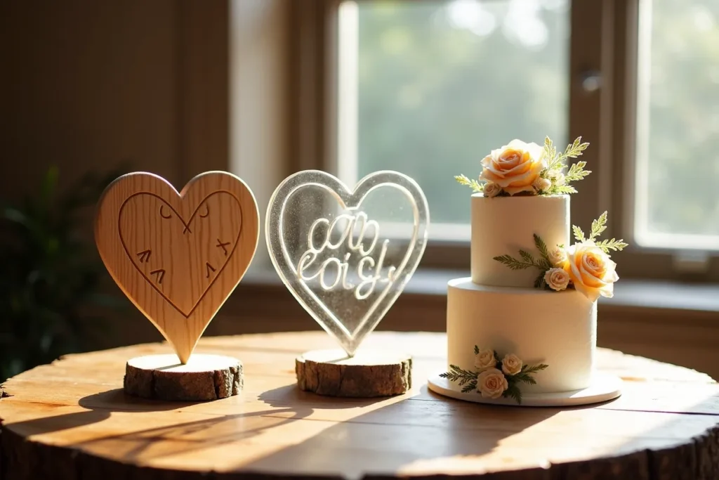 Auswahl verschiedener Cake Topper Materialien