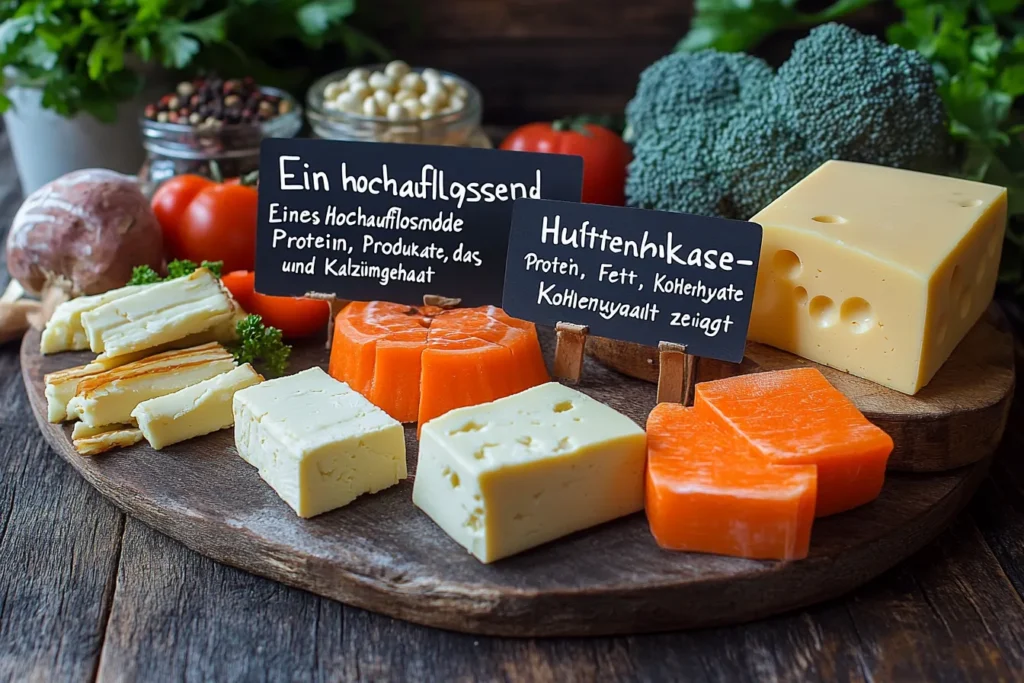 Nährwertkennzeichnung von Hüttenkäse auf der Produktverpackung