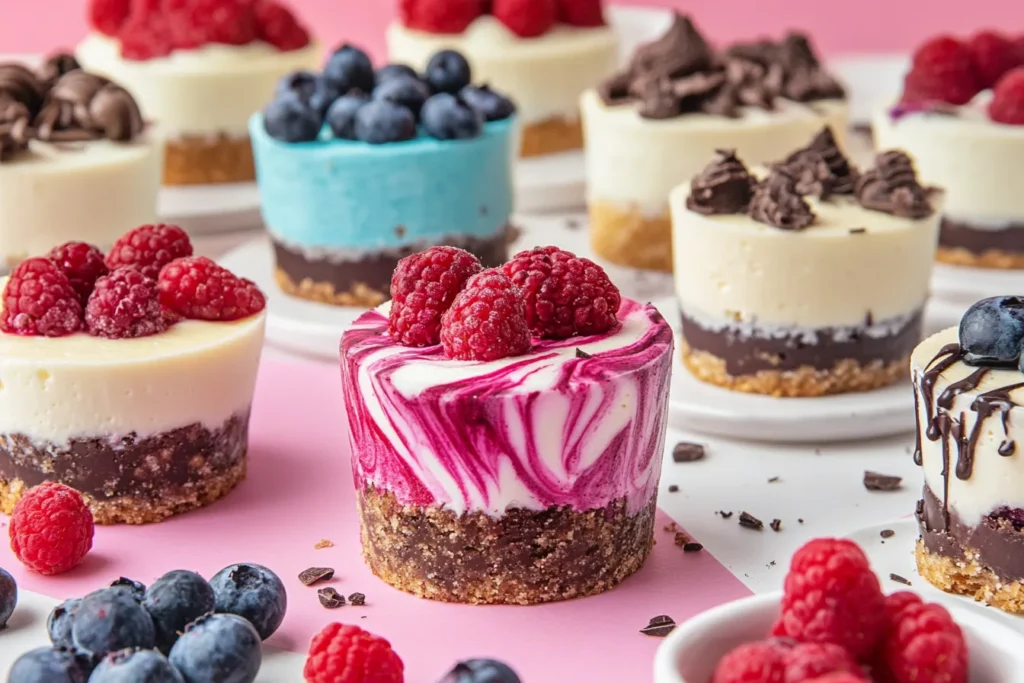 Verschiedene Käsekuchen-Varianten auf einem Tisch