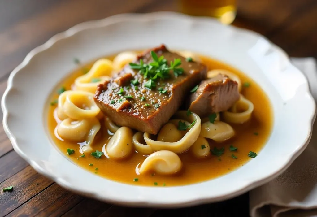 Stroganoff mit Pilzen in cremiger Sauce