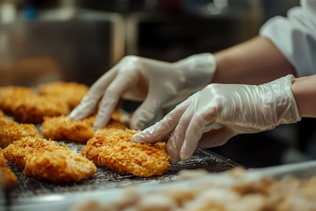 Chicken Crossies being prepared in a kitchen