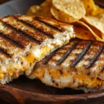 Delicious grilled cheese sandwich made with grid cheese