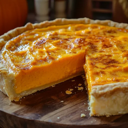 Homemade pumpkin pie with Long Island Cheese