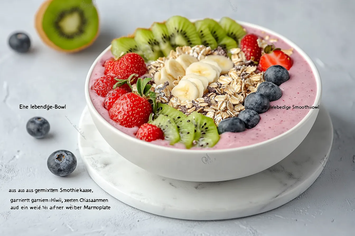 Hüttenkäse zu einem Smoothie-Bowl gemixt