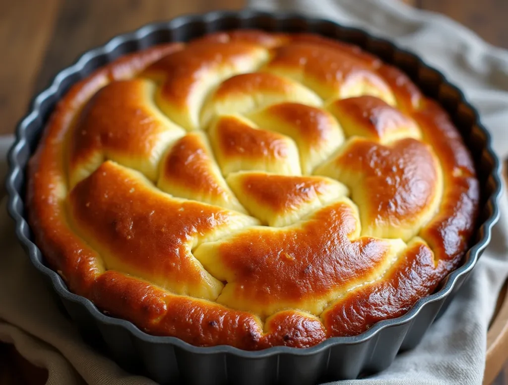 Zimtschneckenkuchen frisch gebacken in Springform