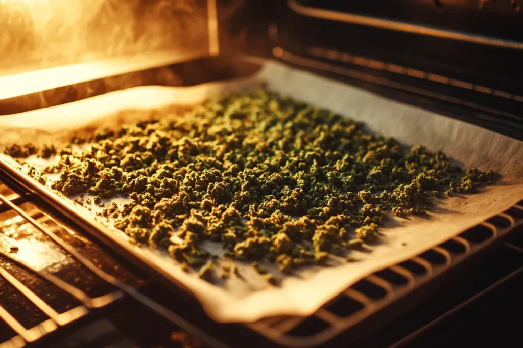 Zutaten für Hasch-Brownies auf einem Tisch arrangiert
