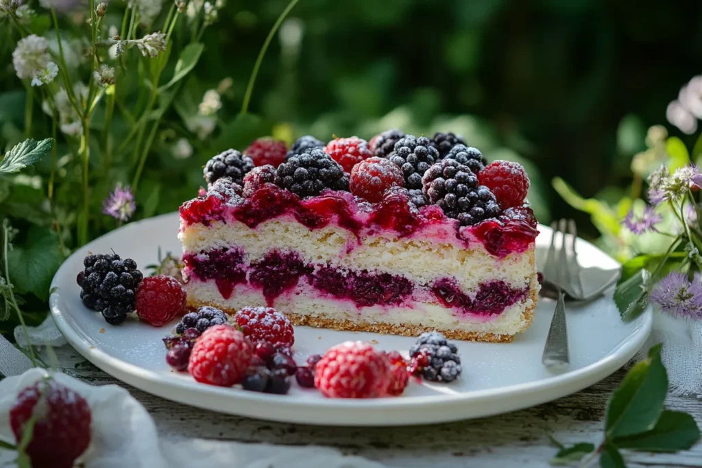 „Beerenkuchen auf einem Kuchenteller“