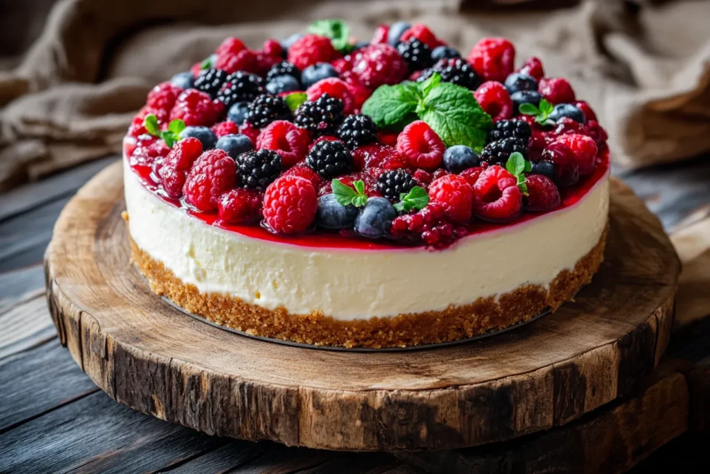 Verschiedene Käsekuchenvarianten auf einer Tafel