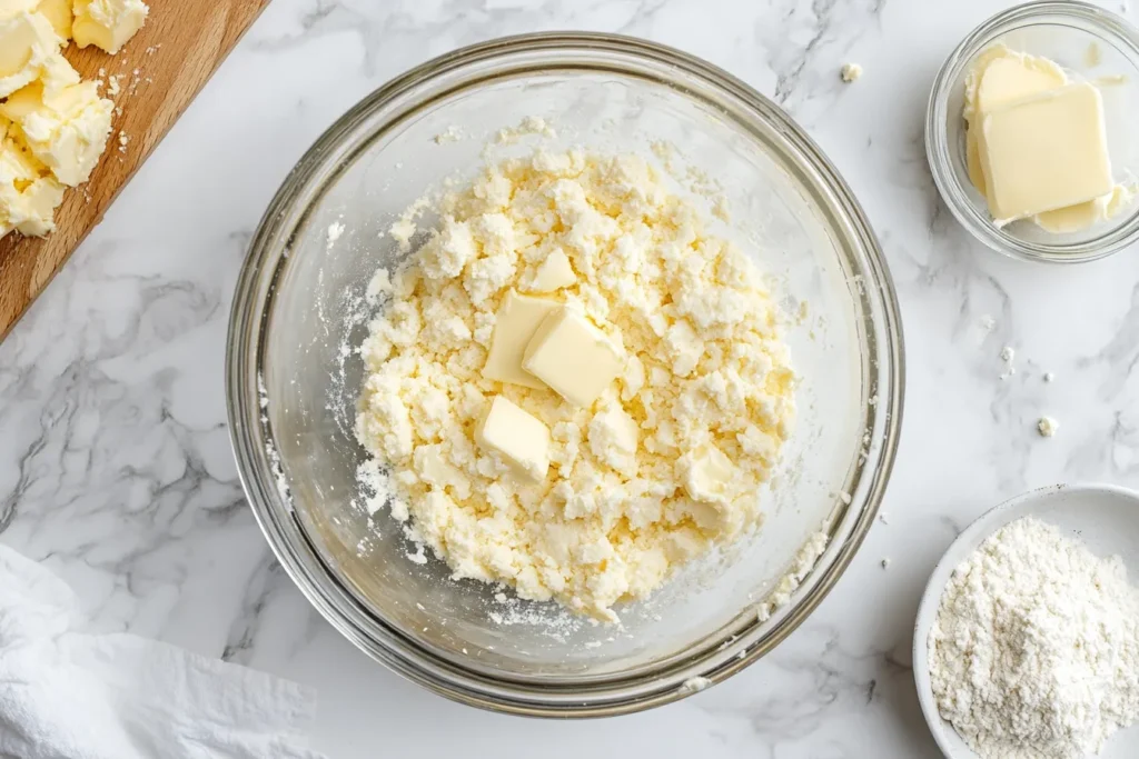 Zubereitung der Keksmasse für den Cheesecake-Boden
