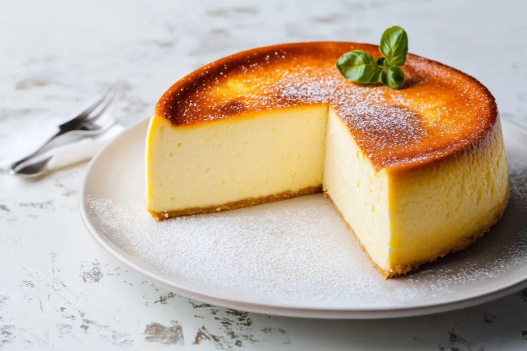 Klassischer deutscher Käsekuchen mit Mürbeteigboden