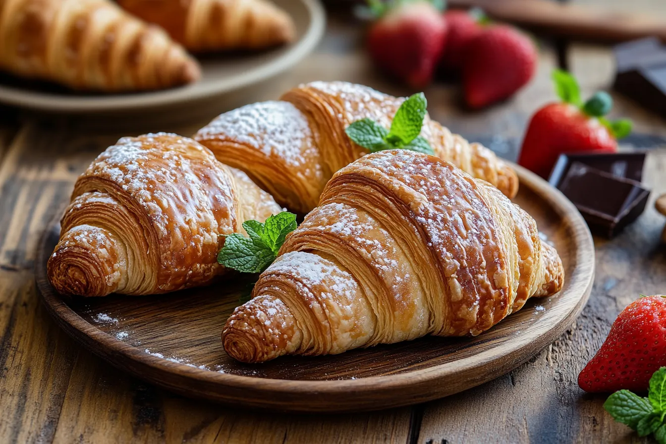 Süße Knack und Back Croissants mit Marmelade und Schokolade