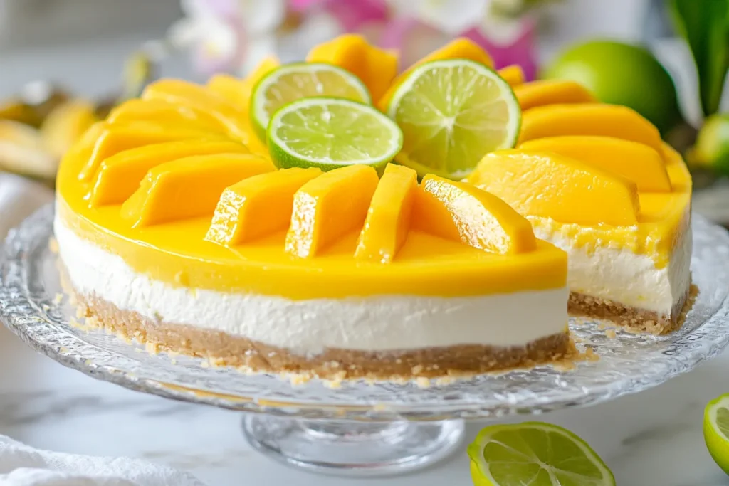 No-Bake-Käsekuchen mit Mango und Limette