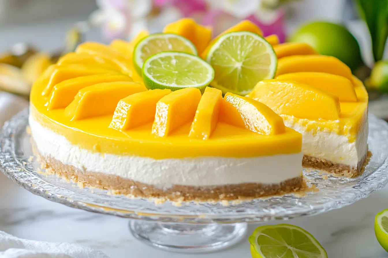 No-Bake-Käsekuchen mit Mango und Limette