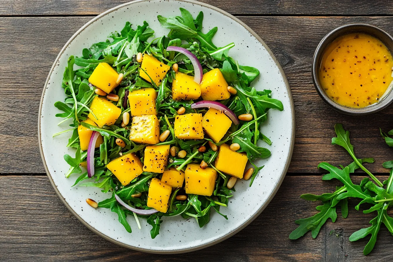 Frischer Mango-Salat mit Rucola und Orangen-Dressing