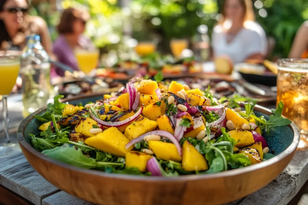 Mango-Salat als Beilage auf einer Sommer-Tafel