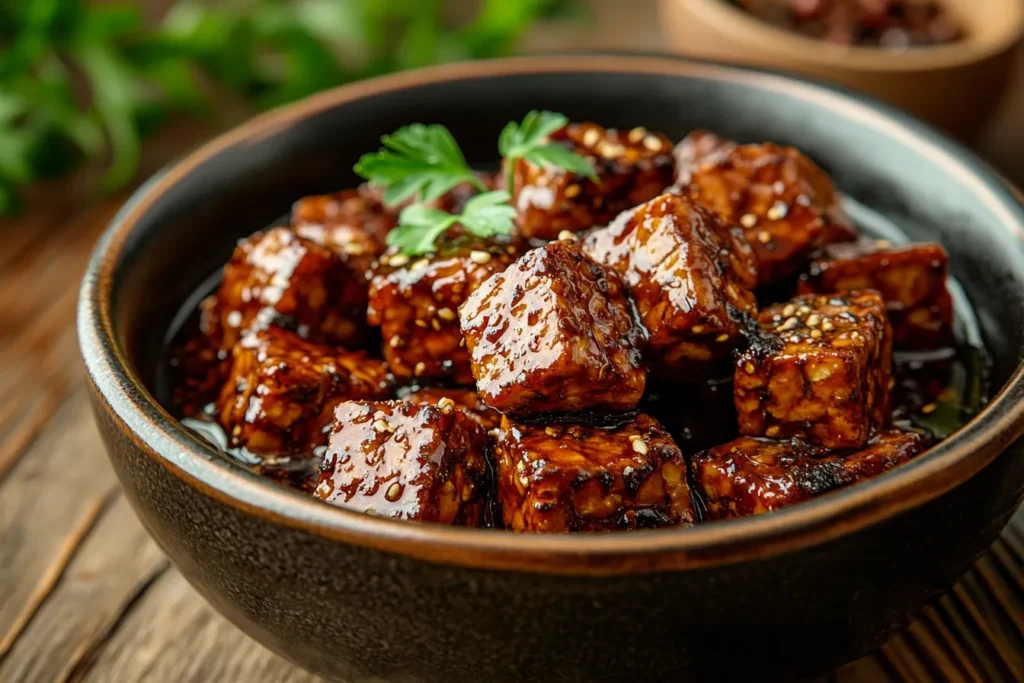 Tempeh in Marinade eingelegt