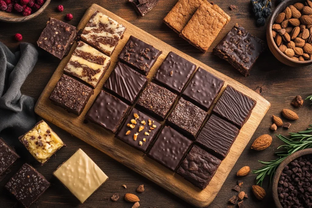 Verschiedene Sorten Mr Brownie nebeneinander