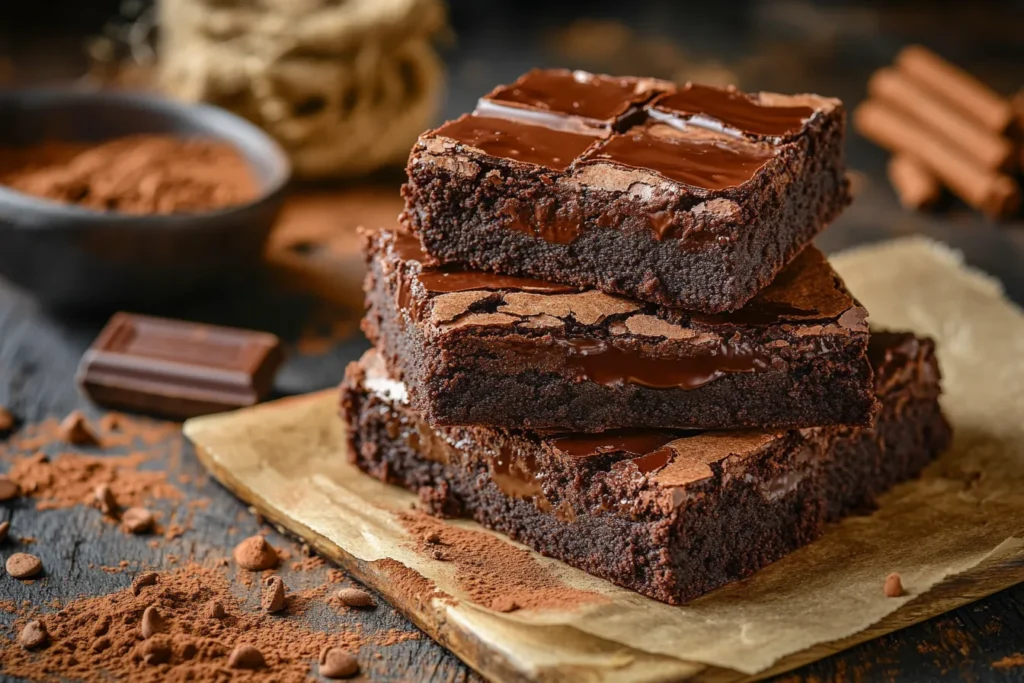 „Brownies auf einem Blech angerichtet“
