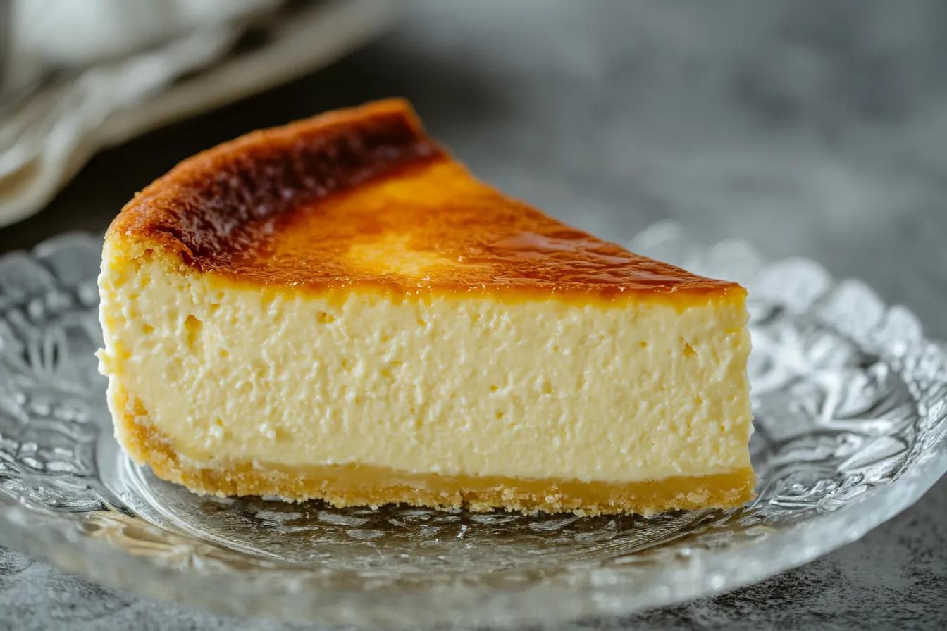 Klassischer Käsekuchen im Thermomix auf weißem Teller