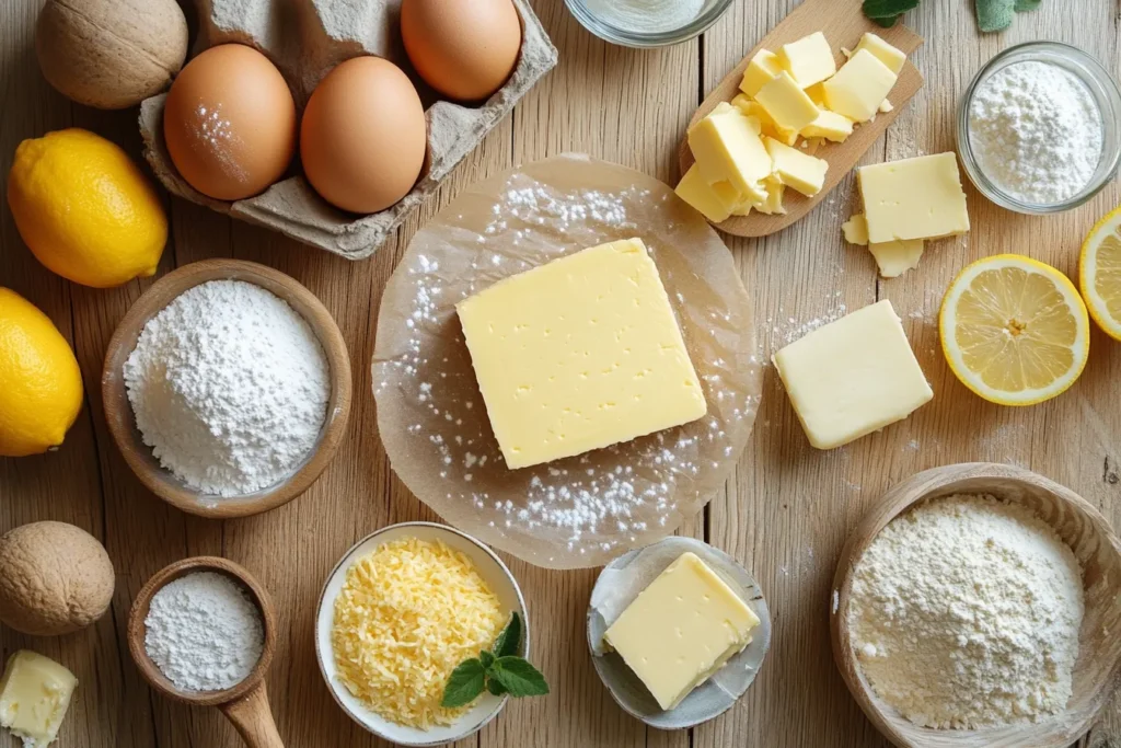 Zutaten für einen klassischen Käsekuchen