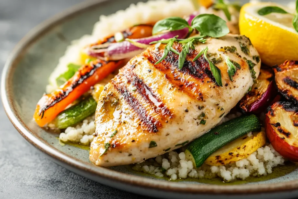 „Zitronen-Kräuter-Hühnchen mit Couscous und Gemüse“