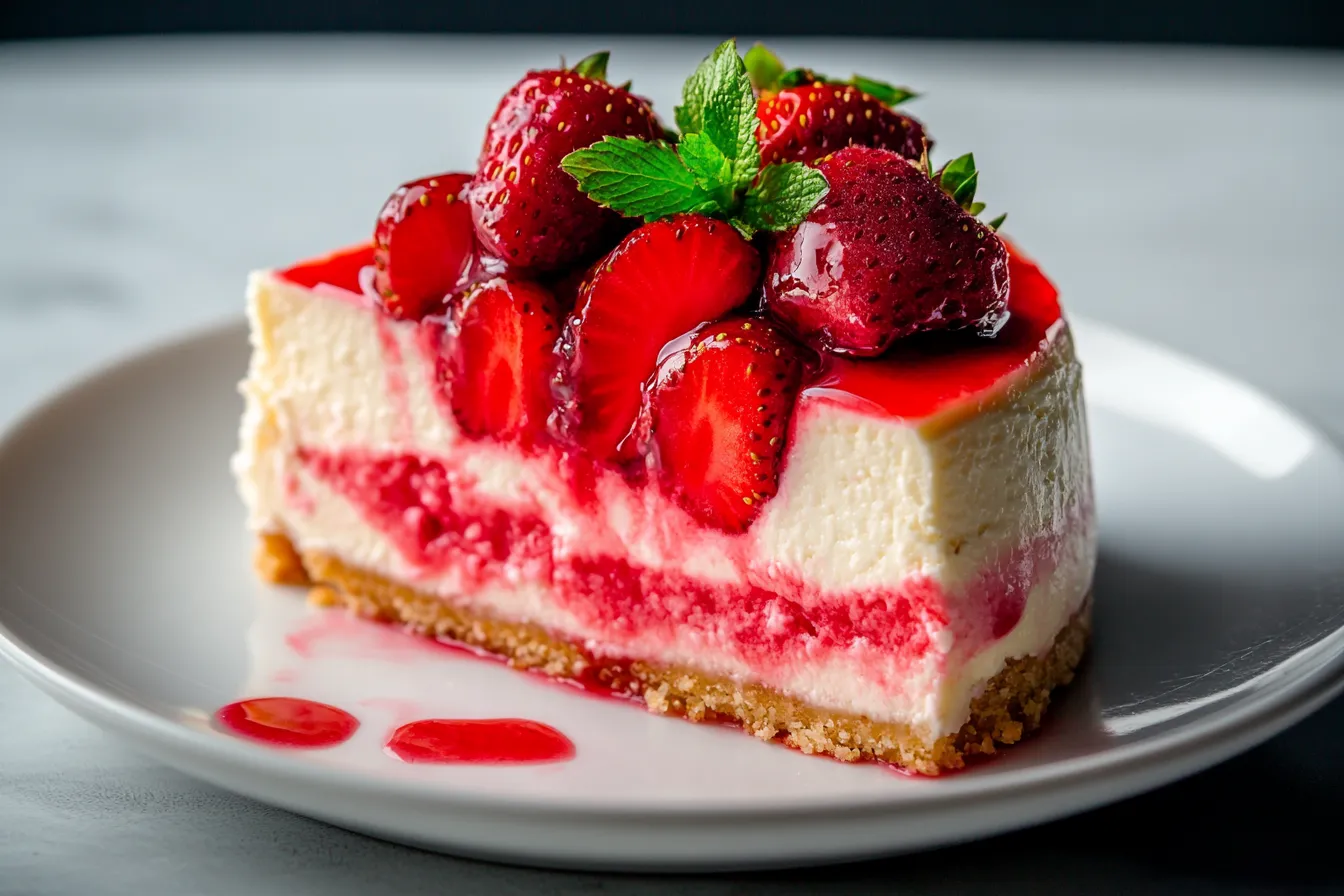 Saftiger Cheesecake Strawberry Cake mit frischen Erdbeeren
