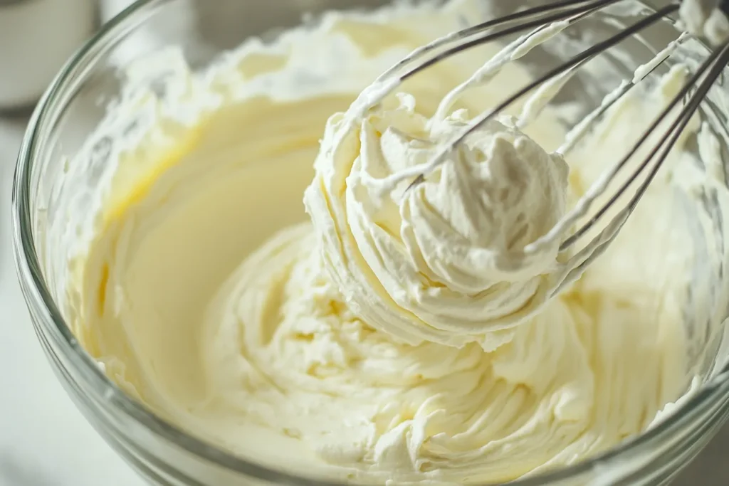 Frischkäsecreme wird mit Gelatine angerührt